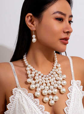 小众欧美明星款锁骨项链仿珍珠