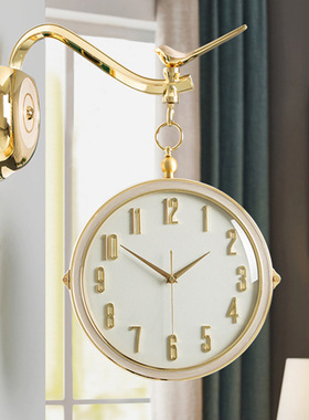 现代简约客厅双面挂钟家用时尚北欧两面钟表艺术时钟挂墙壁装饰品