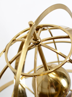 现代轻奢金属浑天仪地球仪摆件客厅玄关样板间酒柜时钟装饰品摆件