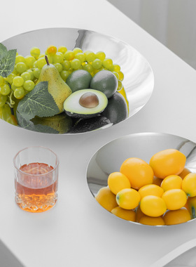 现代金属水晶果盘不锈钢果盆软装饰品样板间餐桌托盘收纳果盘摆件