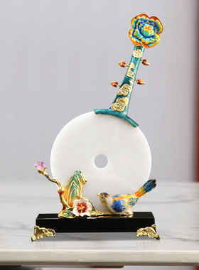 新中式珐琅彩喜上眉梢平安扣摆件