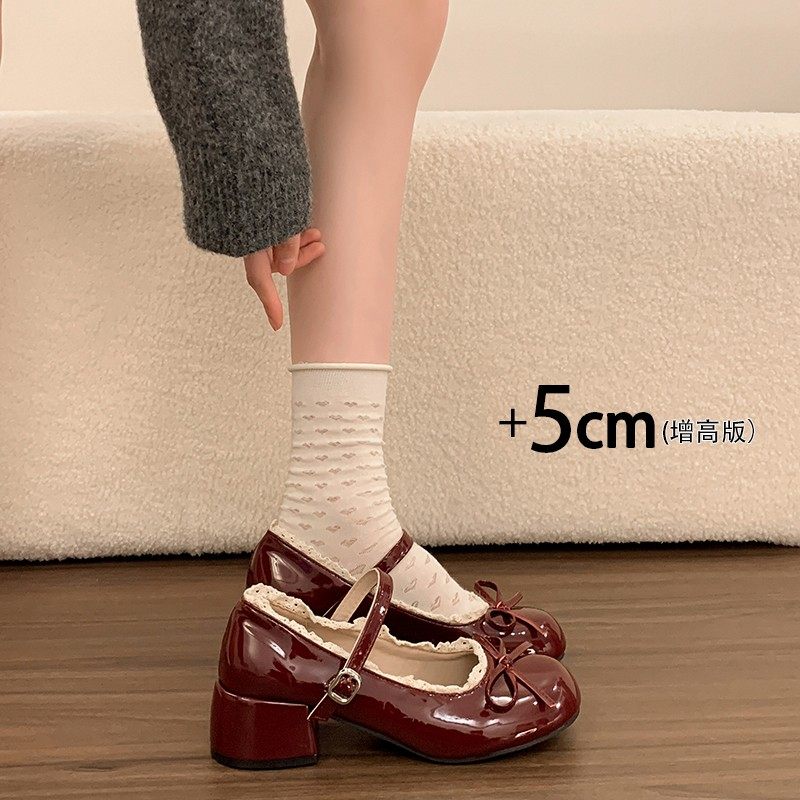 法式粗跟蕾丝边红色玛丽珍jk小皮鞋女2026新款春夏配裙子高跟单鞋,淘宝优惠券,粉丝福利购,淘宝优惠卷