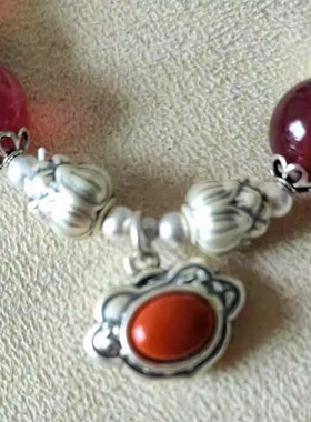 原矿朱砂南红滴溜手链红草莓晶