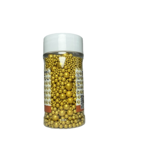 金珠糖黄色彩珠瓶彩珠食用奶油裱花金珠彩糖珠diy烘焙蛋糕装饰品 - 图3