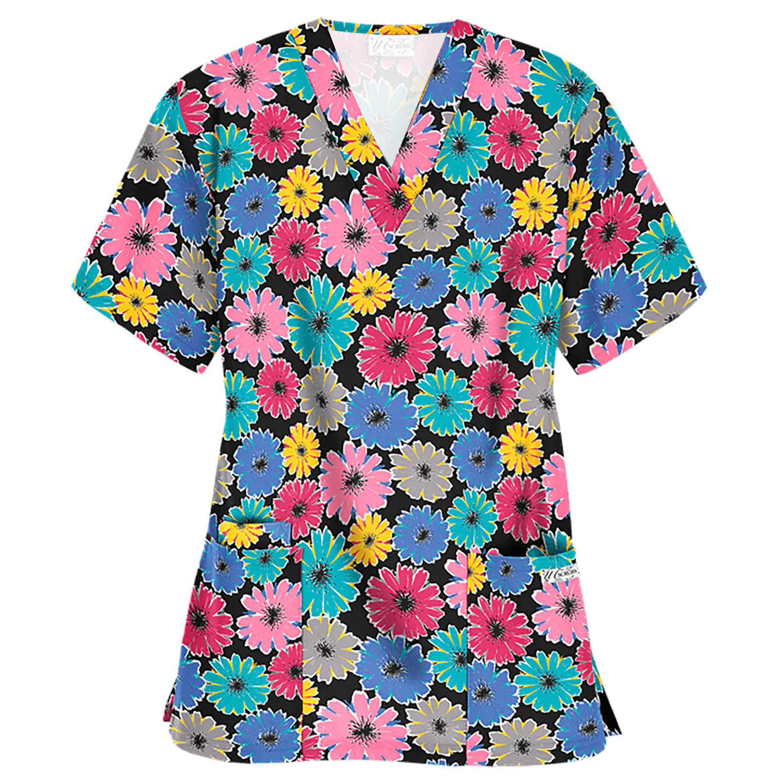 V-neck printed pocket short sleeved top女V领印花口袋短袖上衣 - 图2