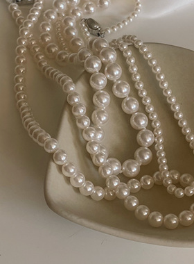 有点蓝女复古港风珍珠项链