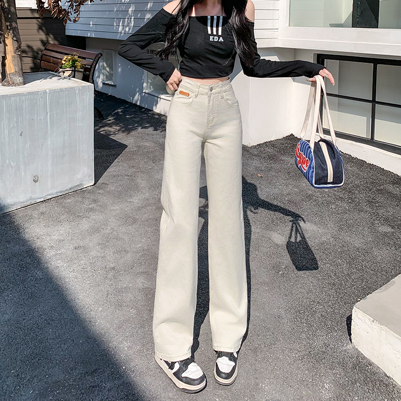 月光灰窄版直筒牛仔裤女2025夏季薄款高腰加长高个子垂感阔腿烟管 - 图2