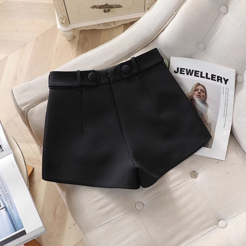 黑色西装短裤女2025春秋新款爆款高腰显瘦小个子蝴蝶结a字阔腿裤,淘宝优惠券,粉丝福利购,淘宝优惠卷