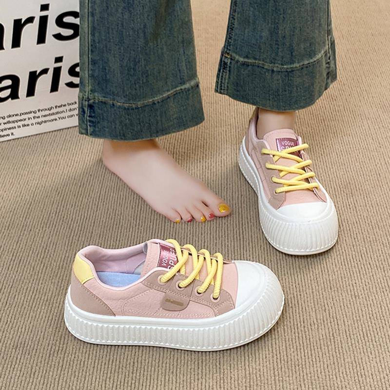 板鞋女款2025新款秋季皮面休闲运动鞋小众不撞款小白鞋厚底饼干鞋 - 图1