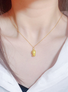 开心小萌佛编织黑绳吊坠项链男女