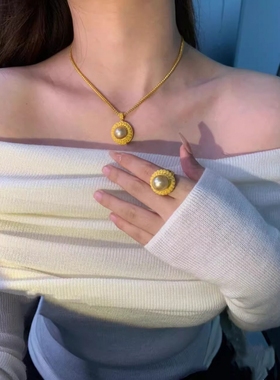 新中式花丝珍珠项链女宫廷风温柔