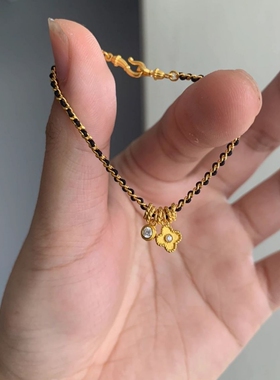 黄金色四叶草手链小红书同款博主