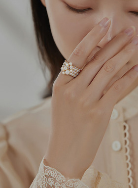 小仙女穿搭小贝珠戒指ins小众设