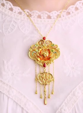 民族风古法金色凤穿牡丹婚庆祥云