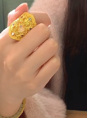 古法轻奢镶嵌锆石戒指女重工小众