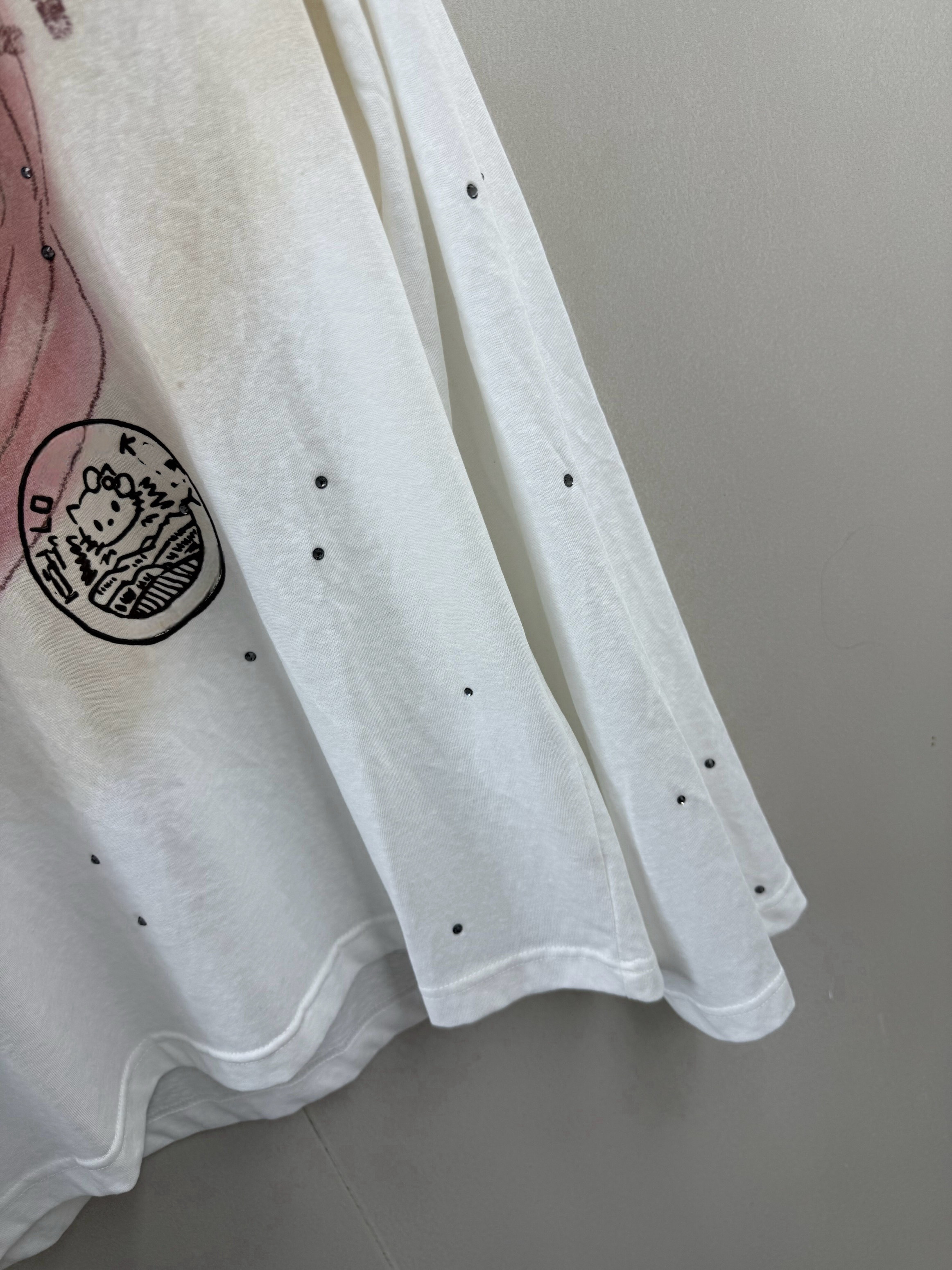 趣味可爱 鸡蛋壳猫咪印花烫钻脏脏T恤女秋季宽松上衣洋气打底衫