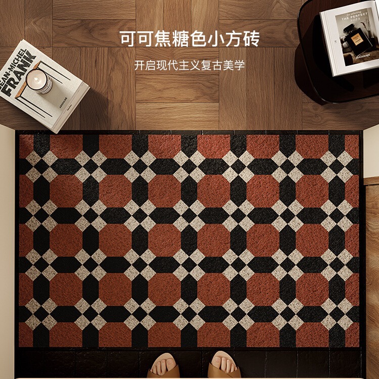 美式复古入户地垫门口耐脏可裁剪进门防滑垫玄关刮泥蹭土丝圈地垫 - 图1