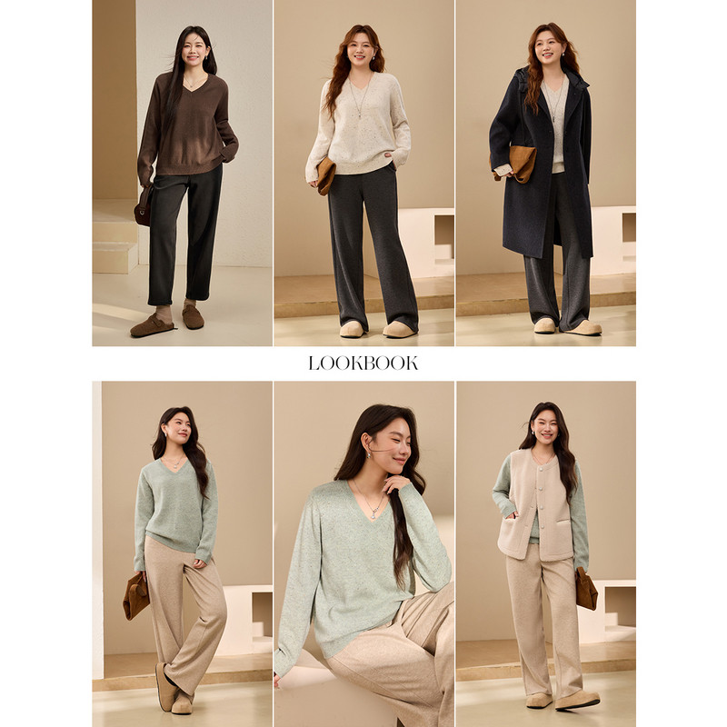 【绵羊毛舒适软糯毛衣】纤莉秀大码女装温柔V领上衣胖mm冬装新款,淘宝优惠券,粉丝福利购,淘宝优惠卷