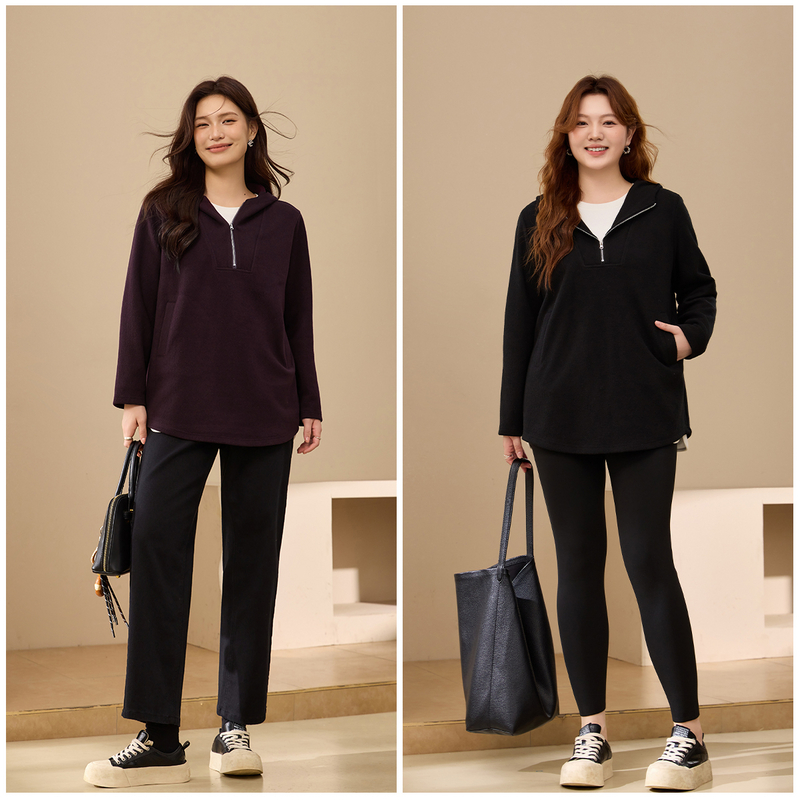 【慵懒百搭卫衣】纤莉秀大码女装潮流个性连帽上衣胖mm2025冬新款 - 图2