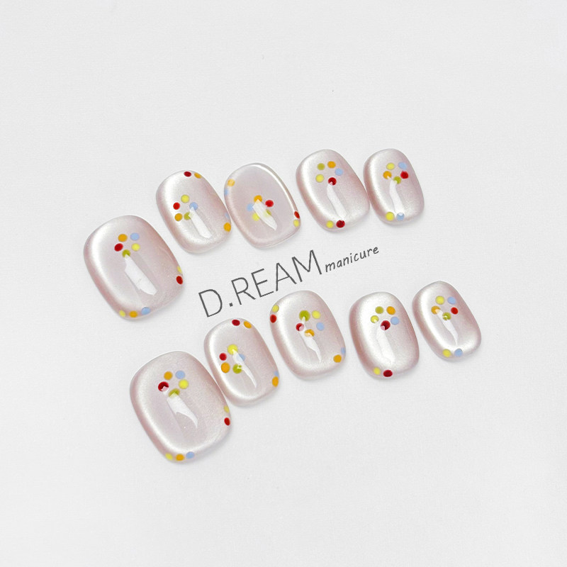 DREAM 纯手工美甲穿戴甲五色梦境短款猫眼高级感可爱显白指甲贴片,淘宝优惠券,粉丝福利购,淘宝优惠卷