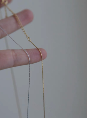 银镀14k竹节链项链锁骨链裸链女