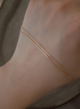 纯银镀14K金裸链十字链女