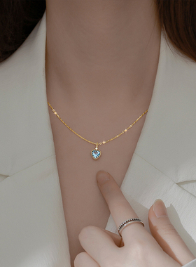 纯银镀14k金小众设计感锁骨链女