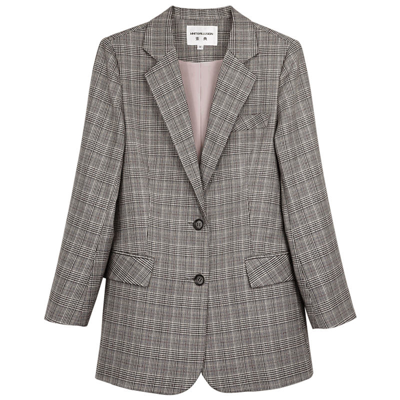 格子小西装女2020春秋装新款韩版 素典西装