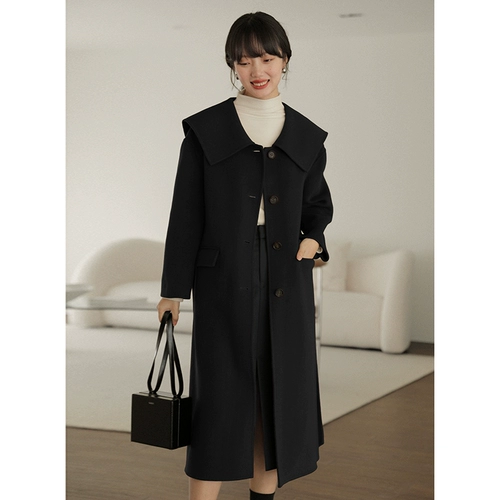 Двусторонное зимнее военно-морское красное шерстяное пальто, 2023