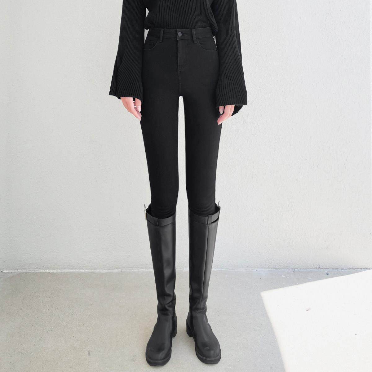 加厚加绒牛仔裤女紧身小脚高腰黑色裤子2025年春秋冬新款显瘦修身,淘宝优惠券,粉丝福利购,淘宝优惠卷