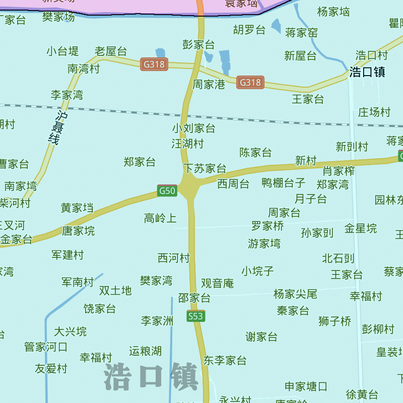 潜江市地图行政区划新街道画湖北省区域颜色划分图片素材 - 图0