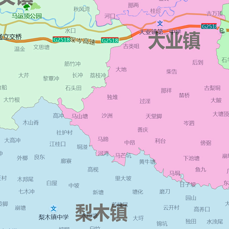 岑溪市地图行政区划新街道画广西省区域颜色划分图片素材 - 图0