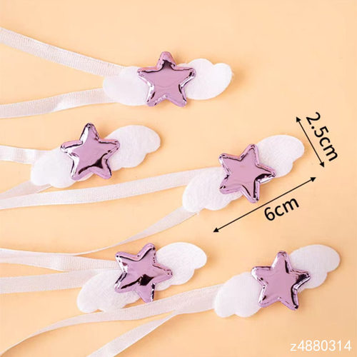 金色星星翅膀丝带布丁杯玻璃瓶绑带小宝宝周岁生日甜品台吸管插件 - 图1