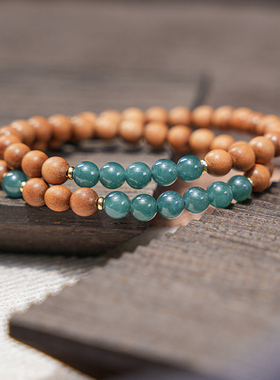 邵伟华香积老山檀蓝蓝翠珠双圈手串女小众高级感双层手链古风静心