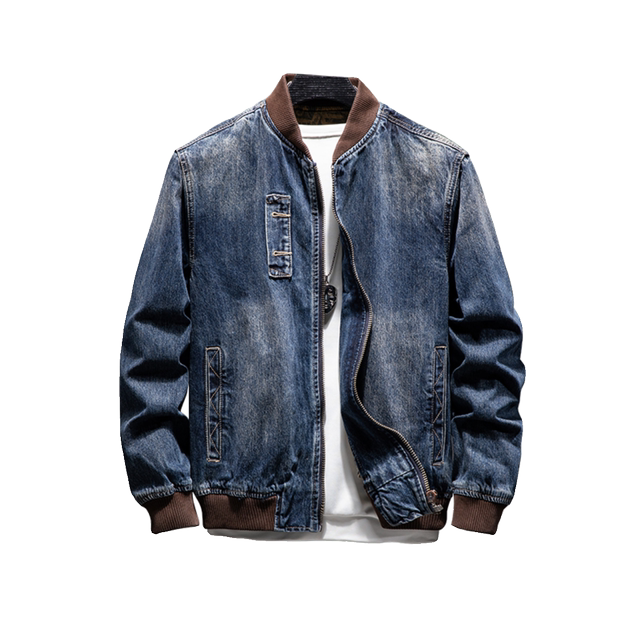 Spring and autumn stand collar loose denim jacket