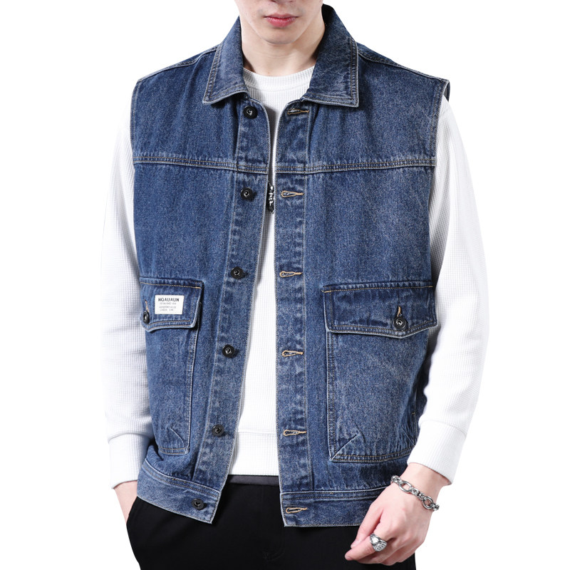 春秋款机车牛仔马甲男士宽松百搭休闲外套男复古马夹无袖背心潮流,淘宝优惠券,粉丝福利购,淘宝优惠卷