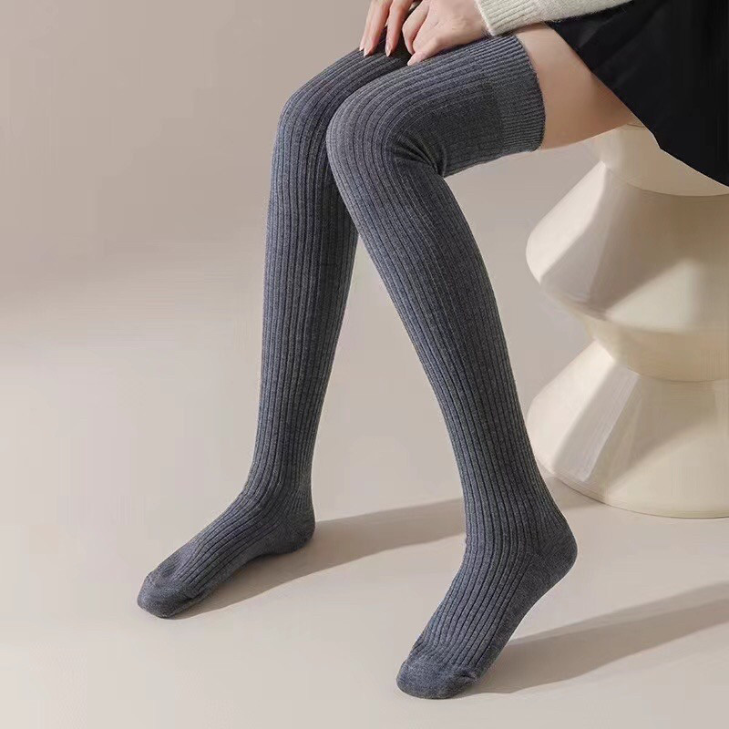 【2双包邮】冬季竖条纹羊毛过膝袜女保暖护腿高筒百搭防滑大腿袜,淘宝优惠券,粉丝福利购,淘宝优惠卷