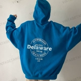 Tide, ретро синяя осенняя тонкая толстовка с капюшоном, в американском стиле