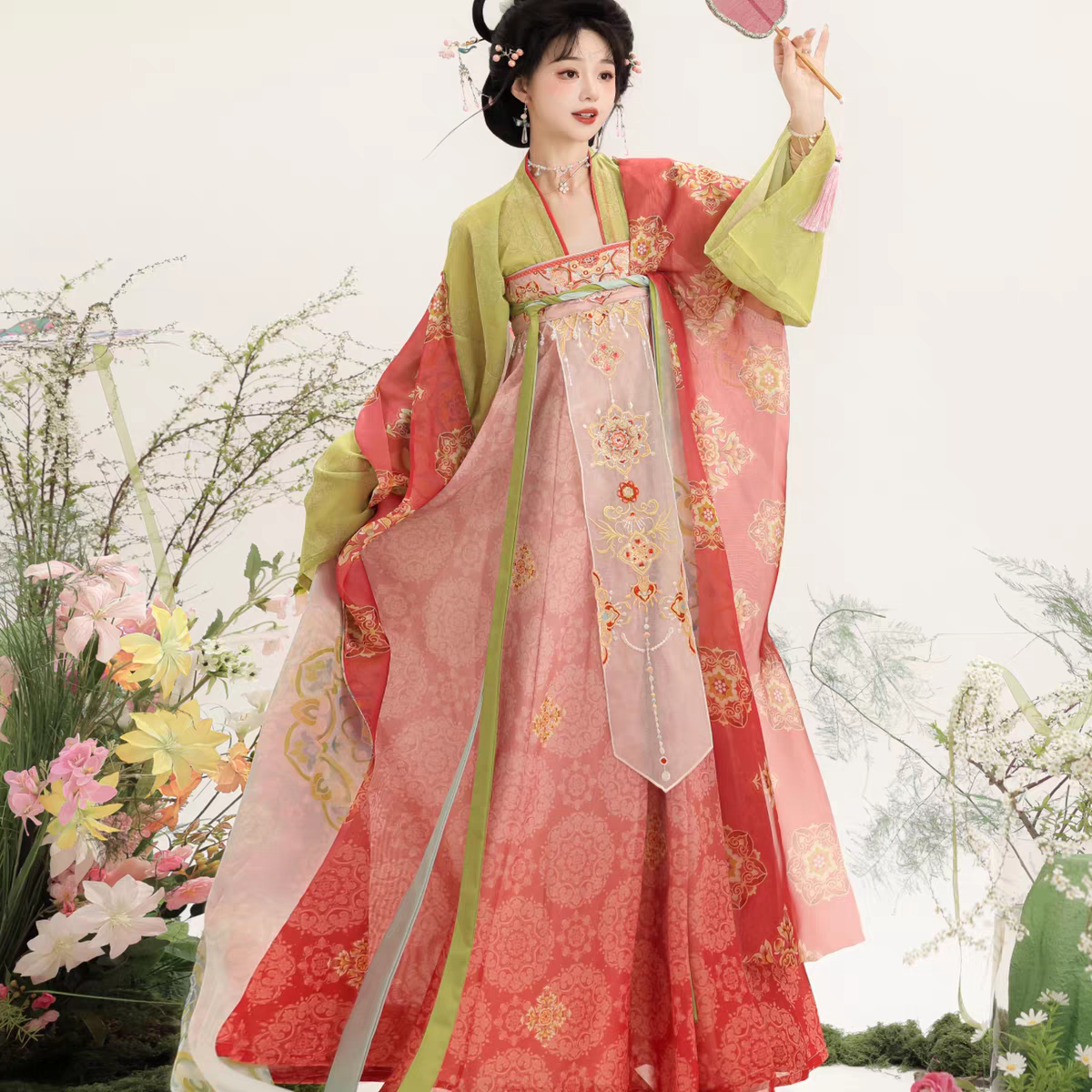 原创汉服女【小桃喜】唐制唐风刺绣对襟衫齐胸襦裙成人套装春秋款,淘宝优惠券,粉丝福利购,淘宝优惠卷