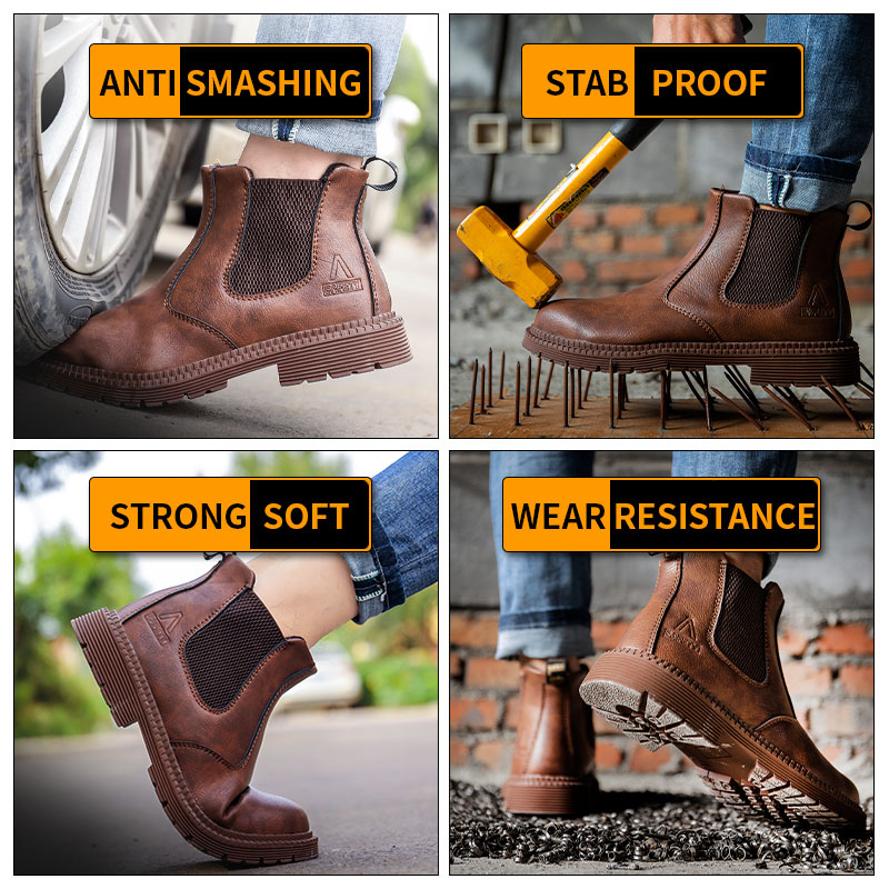 Waterproof Safety Work Shoes For Men Chelsea Steel Toe Shoes-图1