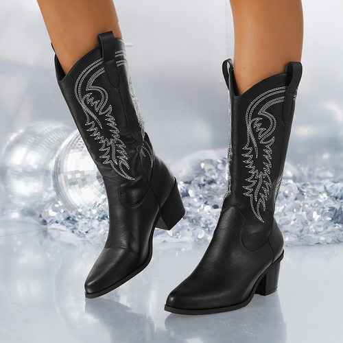 复古女士西部牛仔靴 Women Western Cowboy Boots Fashion Shoes - 图2