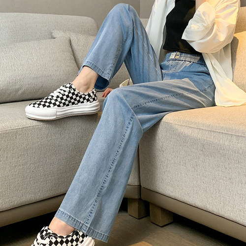 女童夏季天丝牛仔裤2026新款洋气时尚薄款女孩休闲运动大童防蚊裤 - 图0