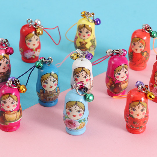 Cartoon wooden matryoshka doll pendant