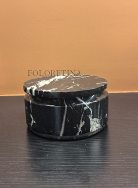 现代轻奢简约天然大理石储物罐装饰摆件样板间茶几台面石材储物盒