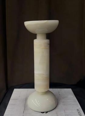 中古风复古风天然玉石几何创意烛台样板间售楼处高端石材原创烛台