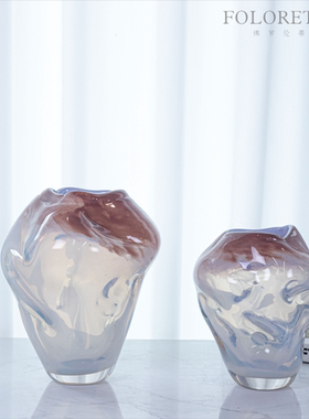 现代轻奢艺术玻璃创意花器摆设样板间简约疏离花瓶软装装饰品摆件