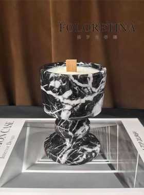 中古风样板间香薰蜡烛装饰品摆件大理石玉石无烟火原创蜡烛香薰