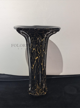 中古风手工玻璃几何异形创意花器果盘摆件样板间客厅花瓶水果盘