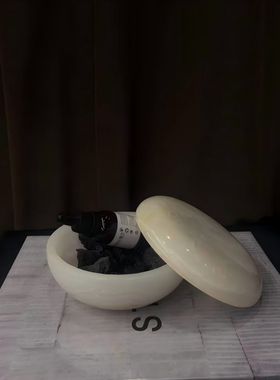 中古风天然玉石花瓶摆件样板间售楼处书房小众香薰高端装饰品摆件