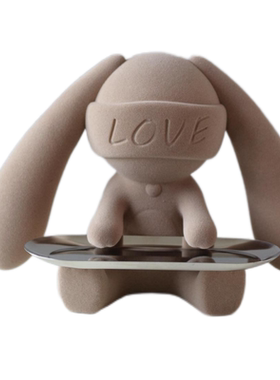 现代轻奢高颜值网红卡通兔子摆件入户玄关钥匙收纳盘儿童房装饰品